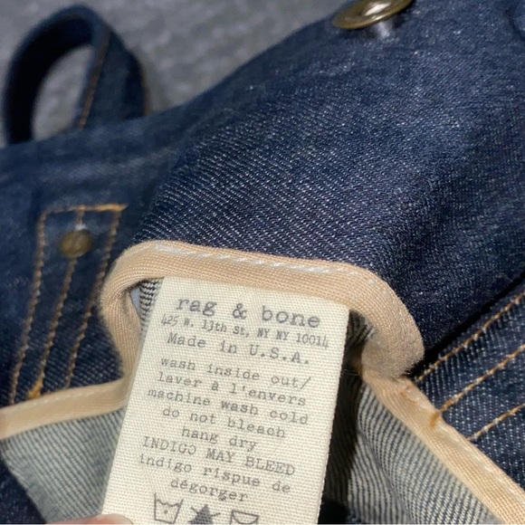 DARK DENIM RAG AND BONE INDIGO TOTE BAG - Picture 7 of 7